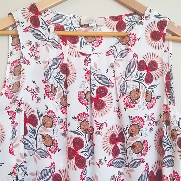 LOFT Outlet Tank Top, Floral, Scoop Neck, Small, EUC - Picture 2 of 4